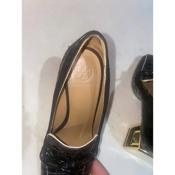 Tory Burch Jessa 75 Metal Heel Loafer Pumps In Black Patent Leather Heels Sz 8.5 - Picture 4 of 7